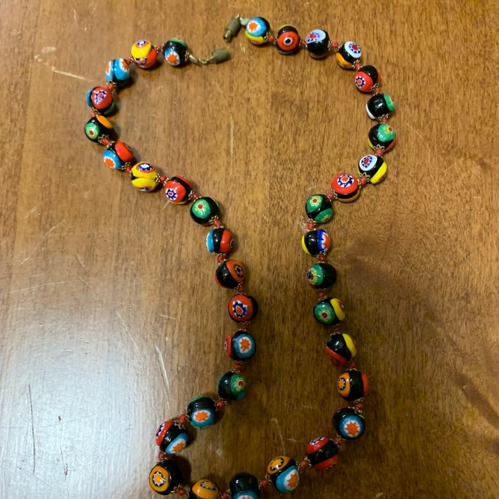 Vtg Murano Venetian Millefiori Glass Necklace View 3